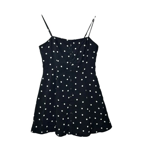 NEW Forever 21 Mini Dress Size Large Black and White Polka Dots Spaghetti Straps - Picture 1 of 9